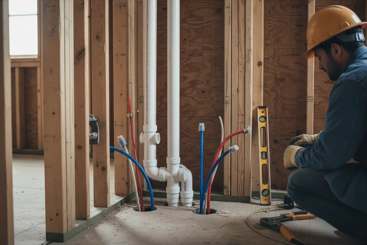 Drain and supply rough-in during Garbage Disposal Repair in Arlington